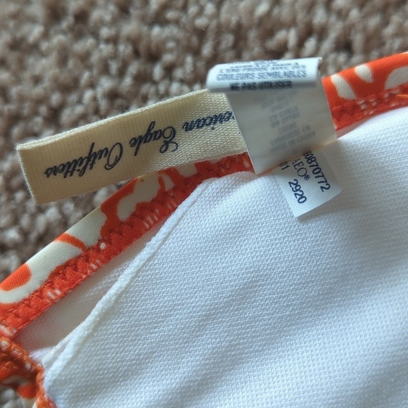 American Eagle Outfitters Orange & Cream String Bikini w Black Beaded Ties L/XL - Picture 8 of 11